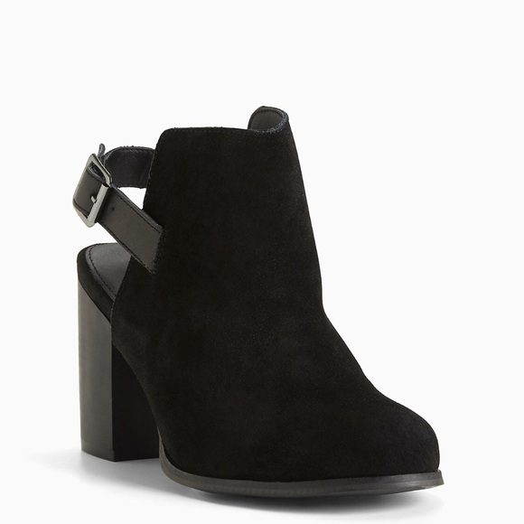 Black Suede Heeled Slingback Booties 5 